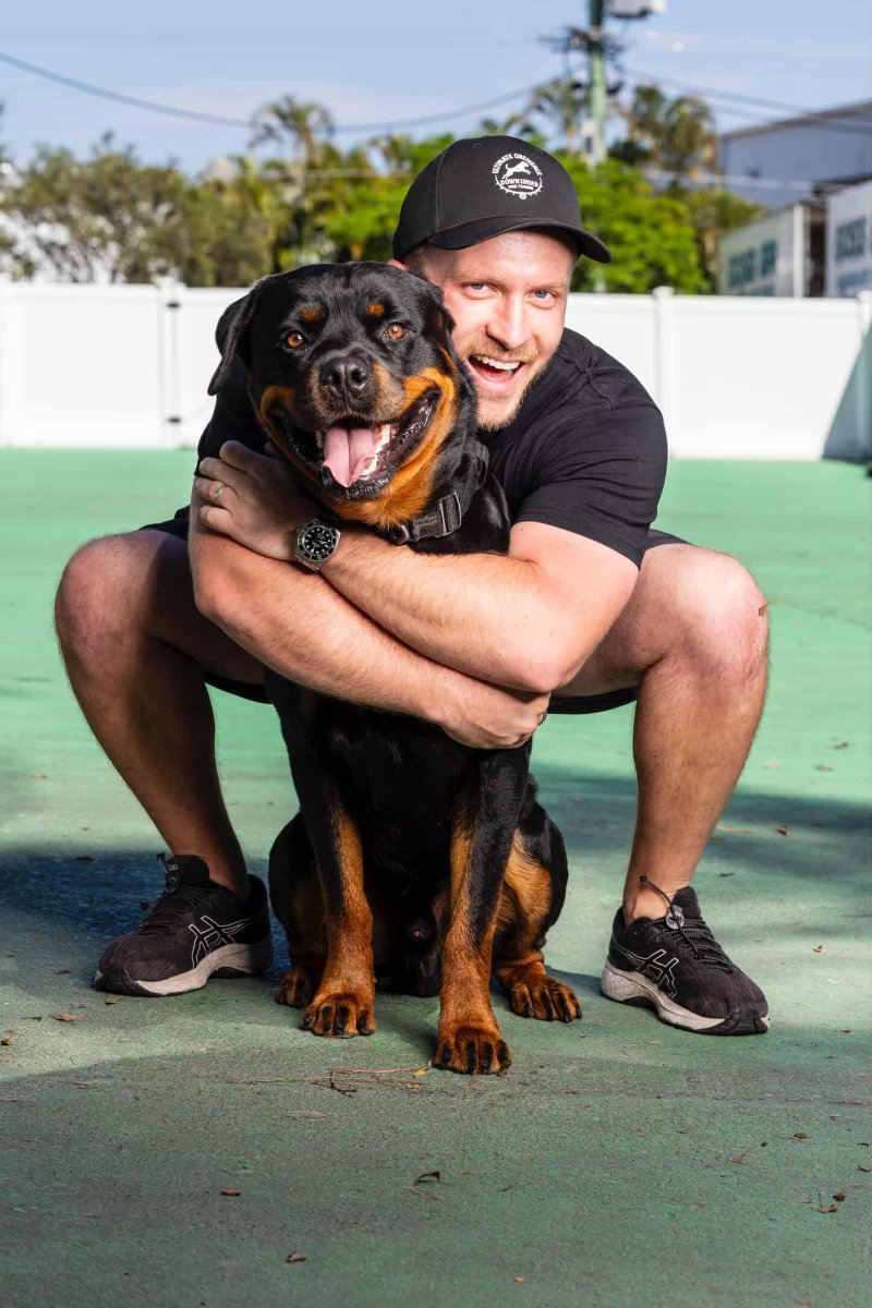 Max O'Neill with a trained Rottweiler